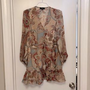 Paisley long sleeve  mini dress